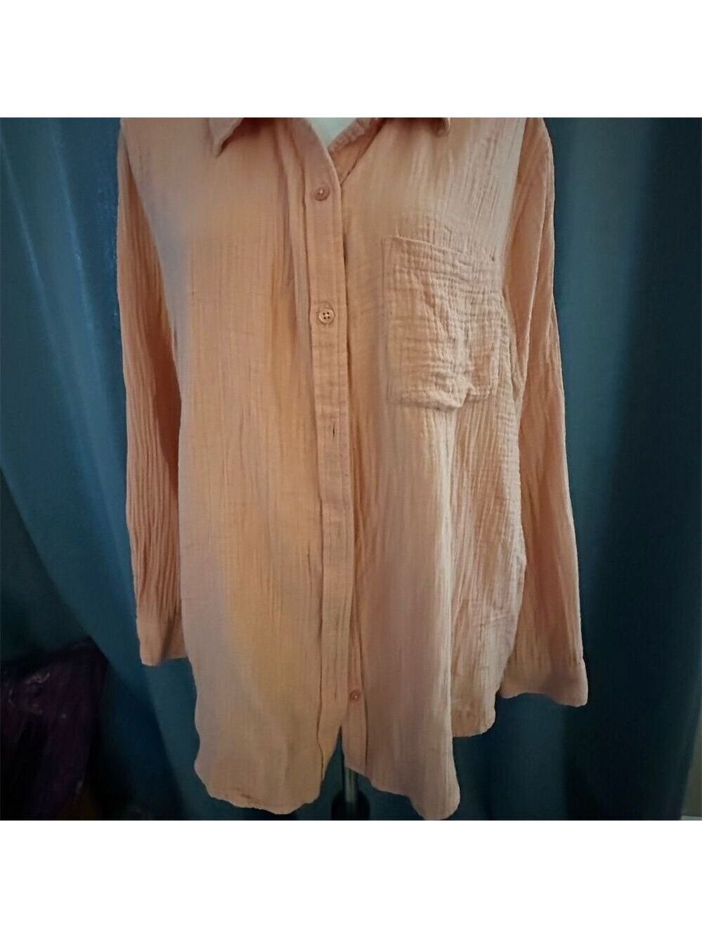 O'Neill Women's XL Orange Button-Up Shirt Long Sleeve Casual Summer